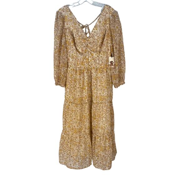 Sincerely Jules Long Sleeve V- Neck Tiered Maxi Dress Sz XL - Picture 1 of 6